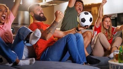 soccer football game at home bar