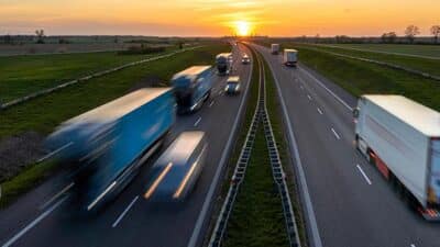 trucks on busy interstate