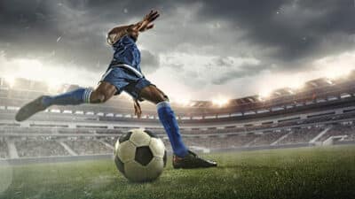 soccer shot shots player professional stadium action