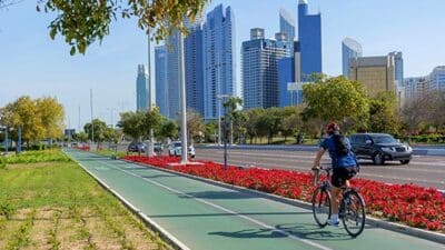 Abu Dhabi rental car bike lanes UAE