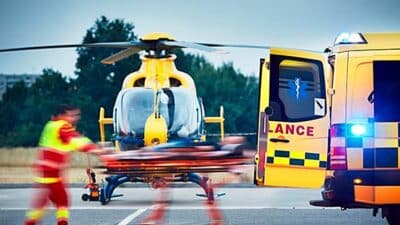 serious car accident emergency response helicopter