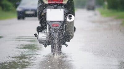 motorcycle on wet road