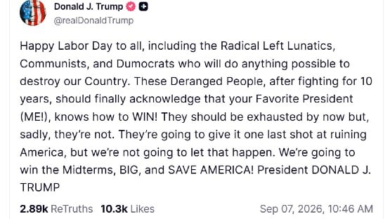 trump labor day message